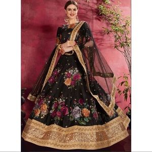 Black Floral Lehenga